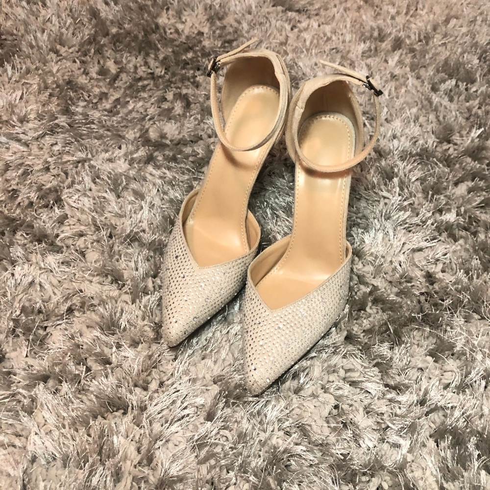 Tan Bedazzled Heels